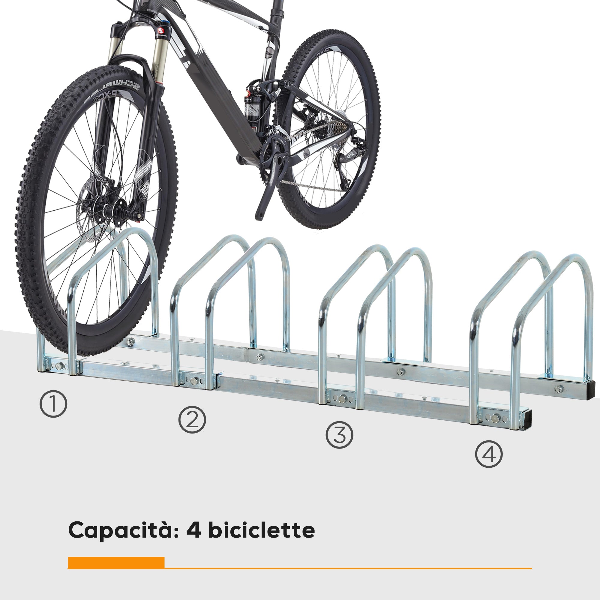 EasyComfort Fietsenrek voor 4 fietsen, 110x33x27 cm
