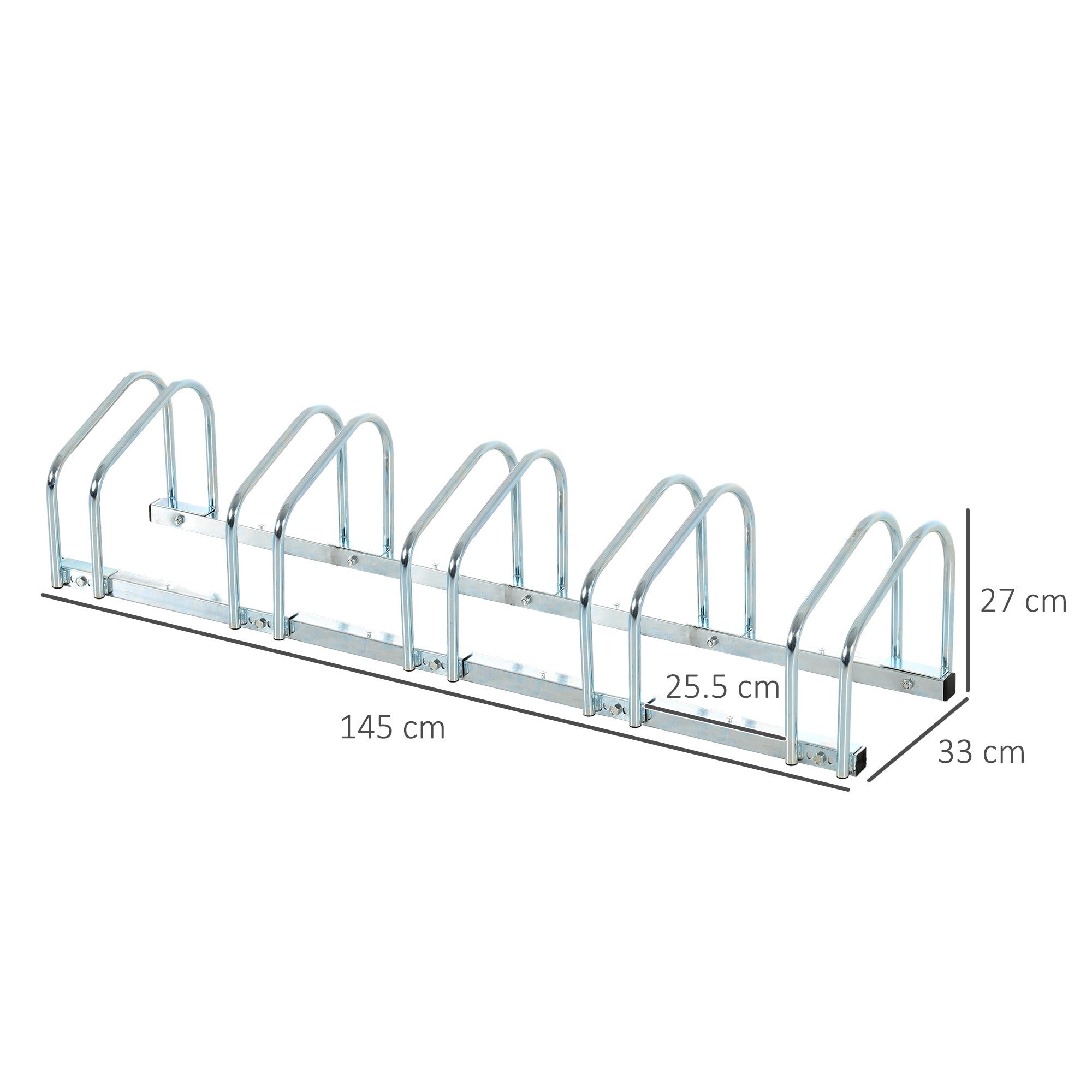 Easycomfort Rastrelliera Portabiciclette Parcheggio per 5 Biciclette in Acciaio, 145×33×27 cm, Argento