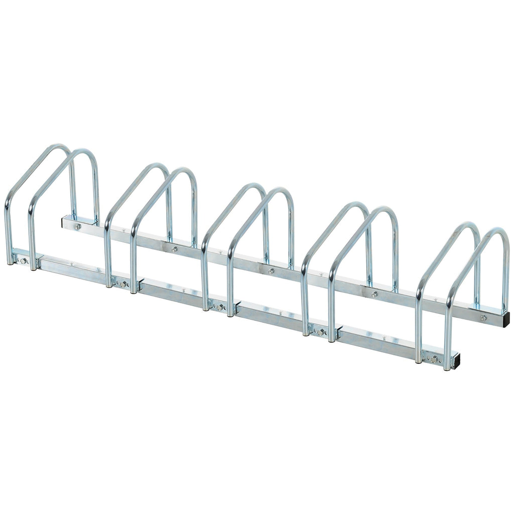 Easycomfort Rastrelliera Portabiciclette Parcheggio per 5 Biciclette in Acciaio, 145×33×27 cm, Argento