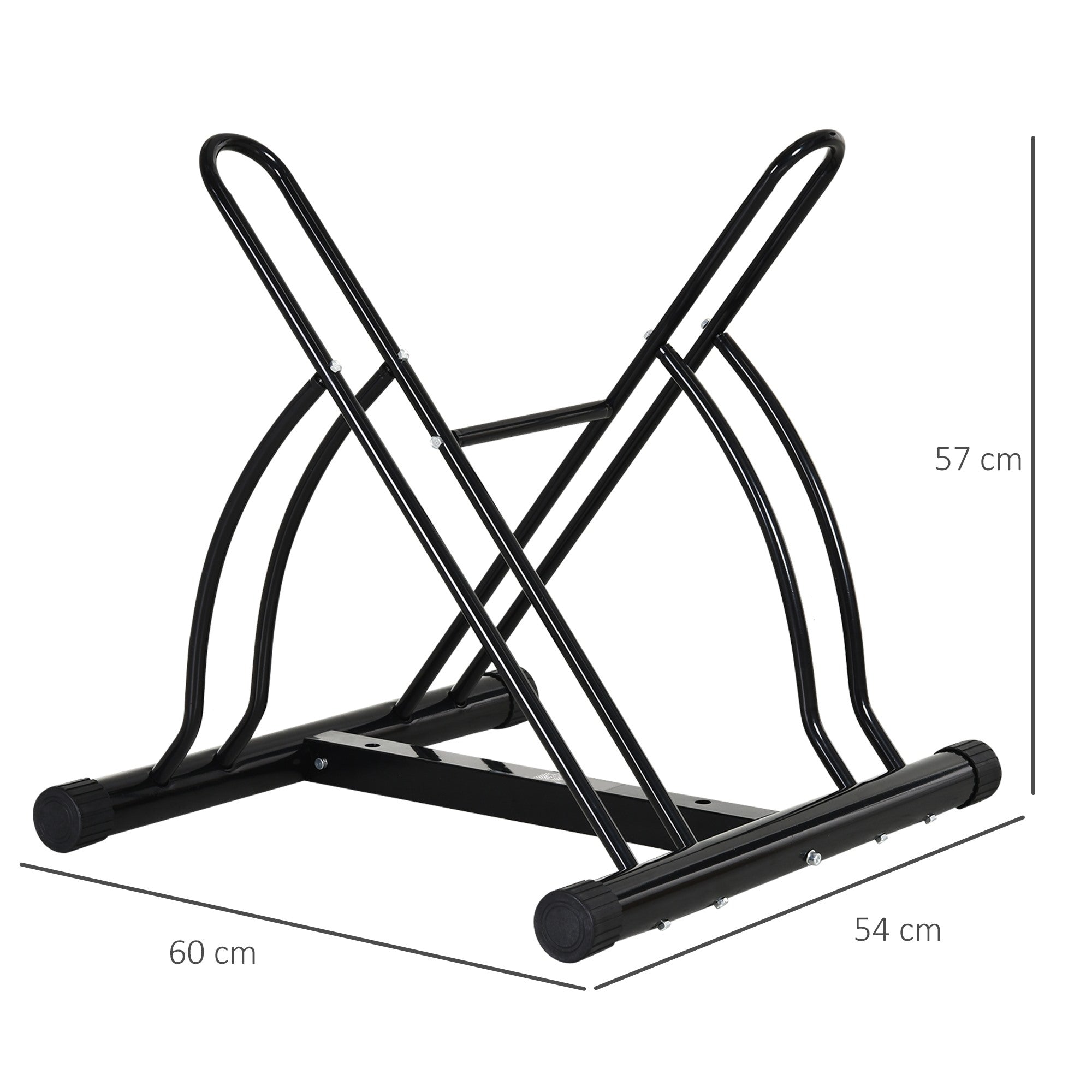 Easycomfort Rastrelliera da Terra per 2 Biciclette with Pneumatici fino 6.5 cm, Telaio Orientabile in Acciaio black, 60x54x57cm