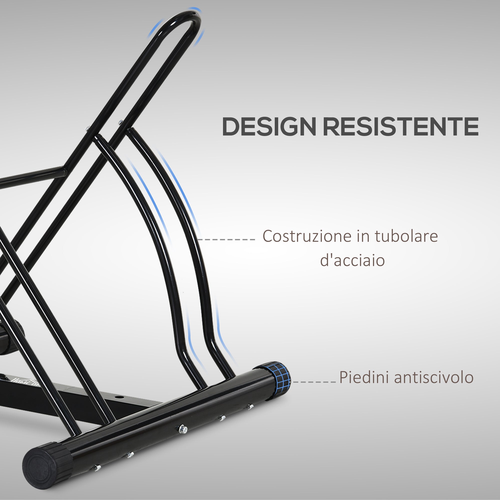 Easycomfort Rastrelliera da Terra per 2 Biciclette with Pneumatici fino 6.5 cm, Telaio Orientabile in Acciaio black, 60x54x57cm