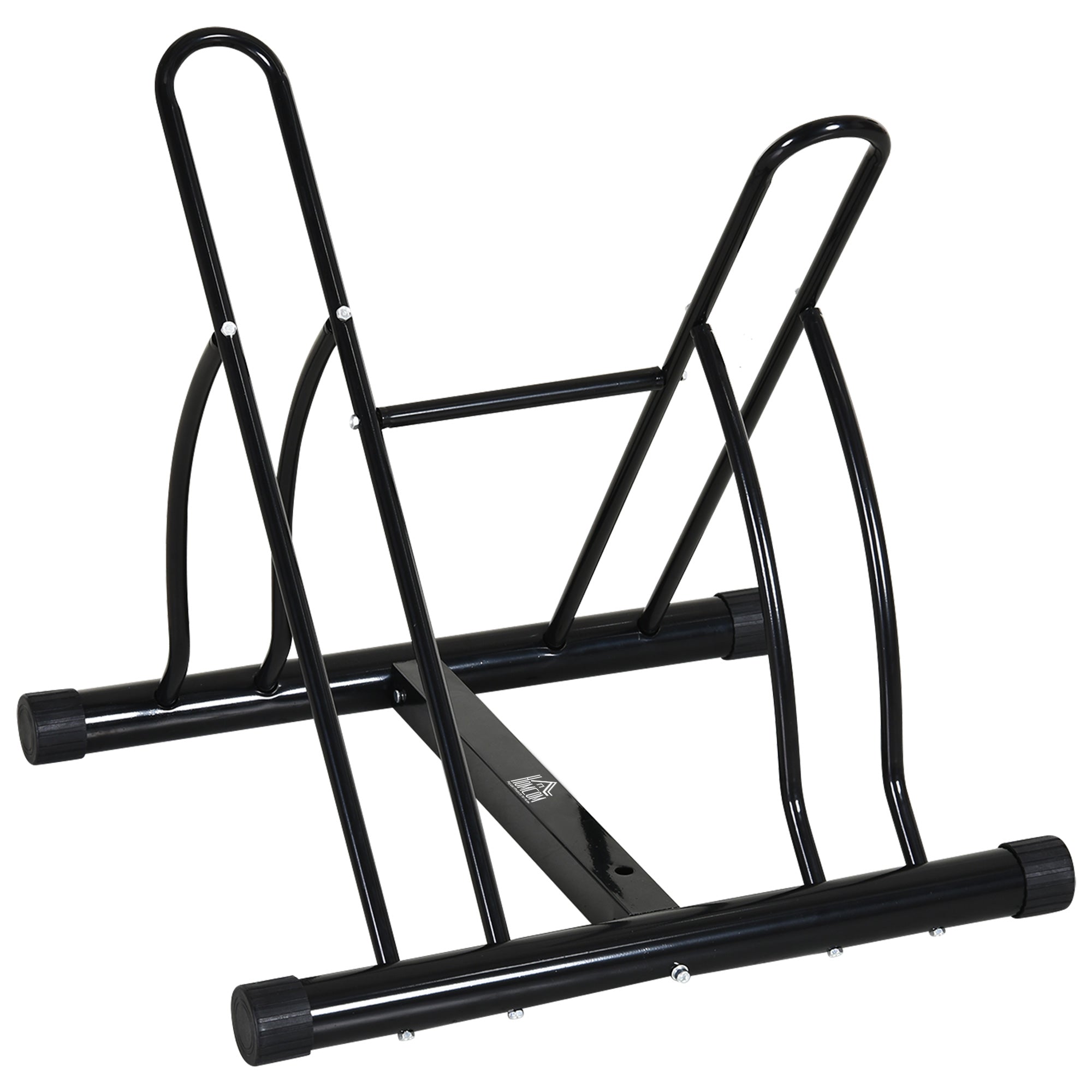 Easycomfort Rastrelliera da Terra per 2 Biciclette with Pneumatici fino 6.5 cm, Telaio Orientabile in Acciaio black, 60x54x57cm