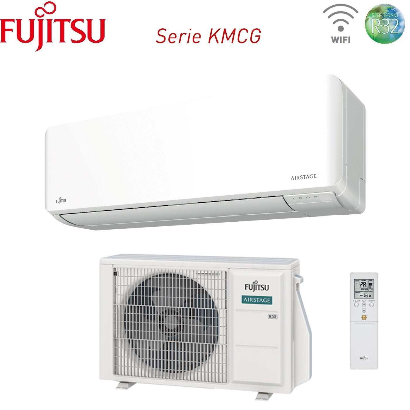 Fujitsu Inverter Air Conditioner KM series 7000 Btu ASYG07KMCF Code 3NGF87270 R-32 Integrated Wi-Fi Class A++/A+