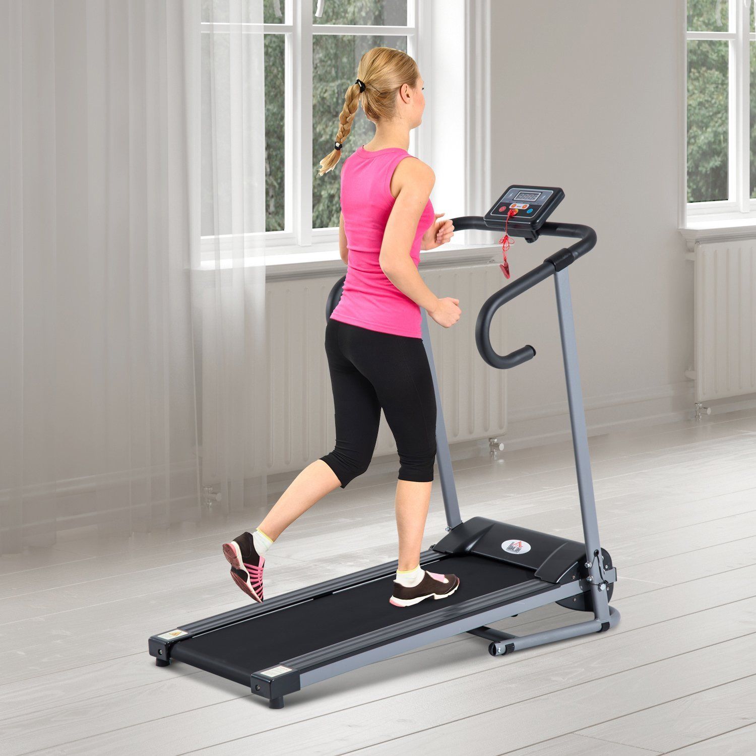 EasyComfort Tapis Roulant Elettrico Pieghevole Salvaspazio e Silenzioso with Velocità Regolabile 1-10km/h e Schermo LCD, per Casa e Ufficio, 500W, black