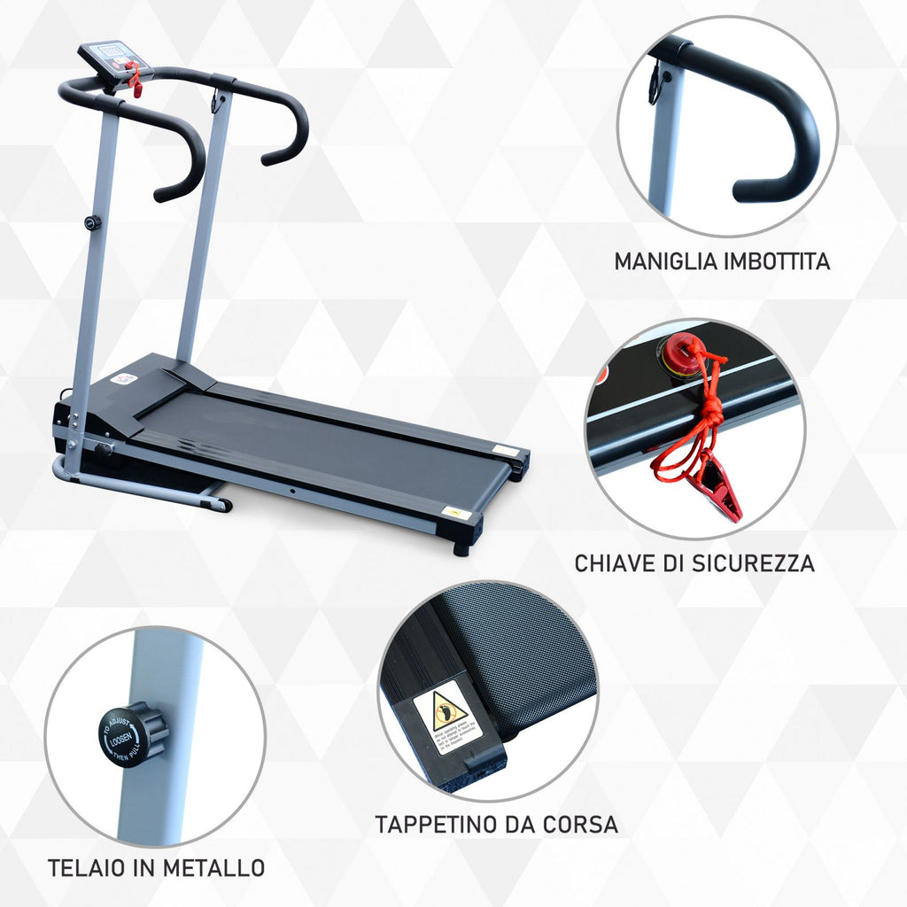 EasyComfort Tapis Roulant Elettrico Pieghevole Salvaspazio e Silenzioso with Velocità Regolabile 1-10km/h e Schermo LCD, per Casa e Ufficio, 500W, black
