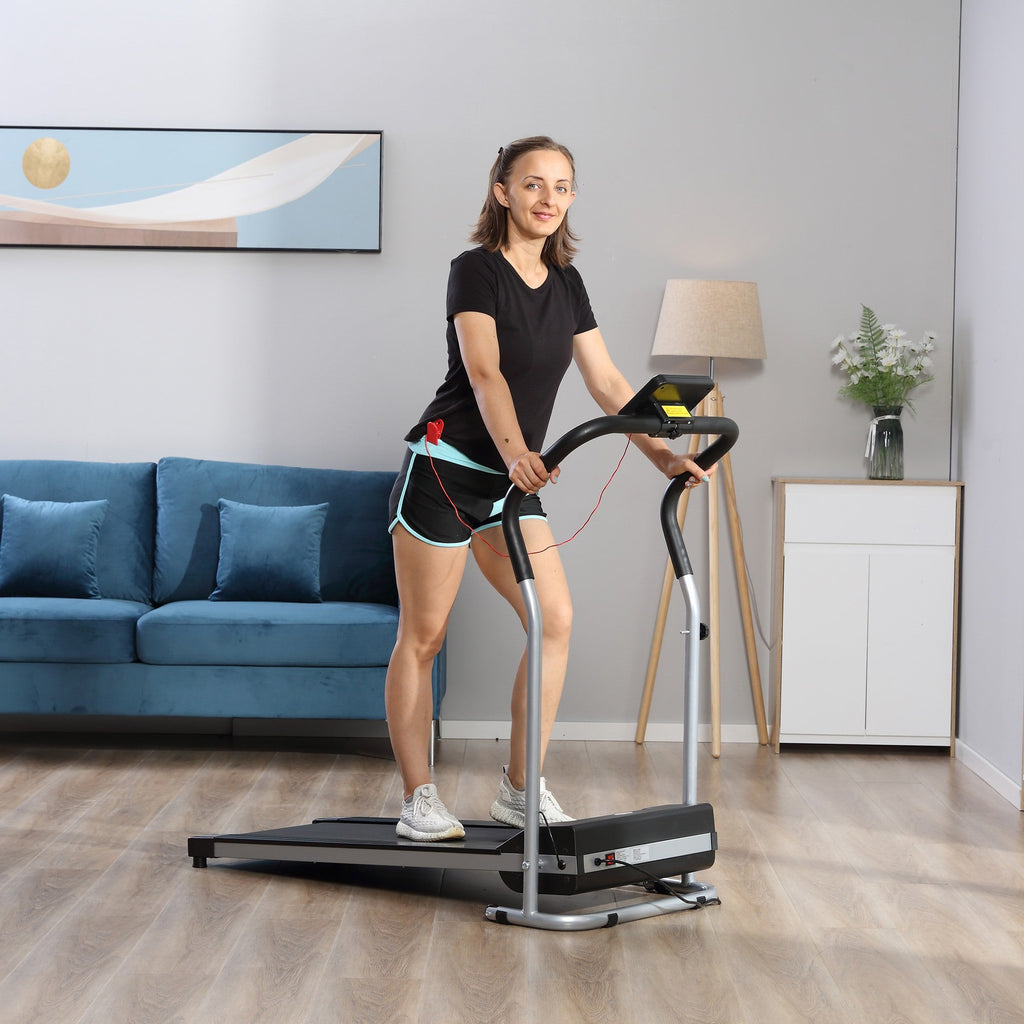EASYCOMFORT Electric and Foldable Treadmill with LCD Screen and 2 Wheels for Training at Home or in the Office, 500W Motor, Speed 10km/h