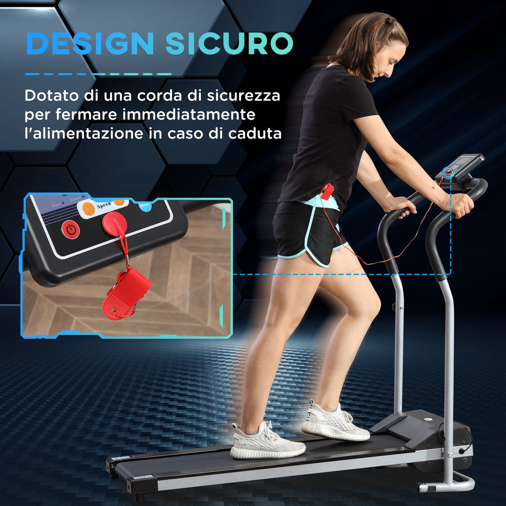 EASYCOMFORT Electric and Foldable Treadmill with LCD Screen and 2 Wheels for Training at Home or in the Office, 500W Motor, Speed 10km/h