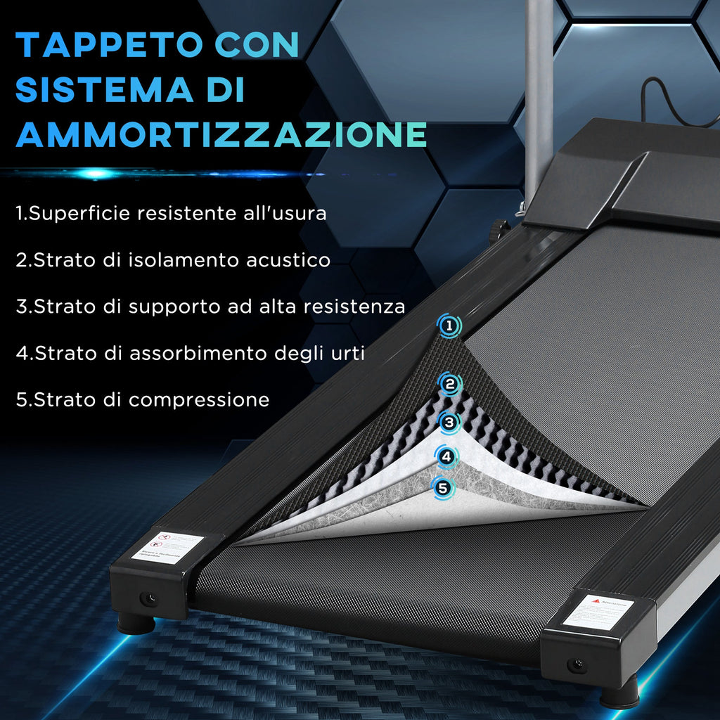 EASYCOMFORT Electric and Foldable Treadmill with LCD Screen and 2 Wheels for Training at Home or in the Office, 500W Motor, Speed 10km/h