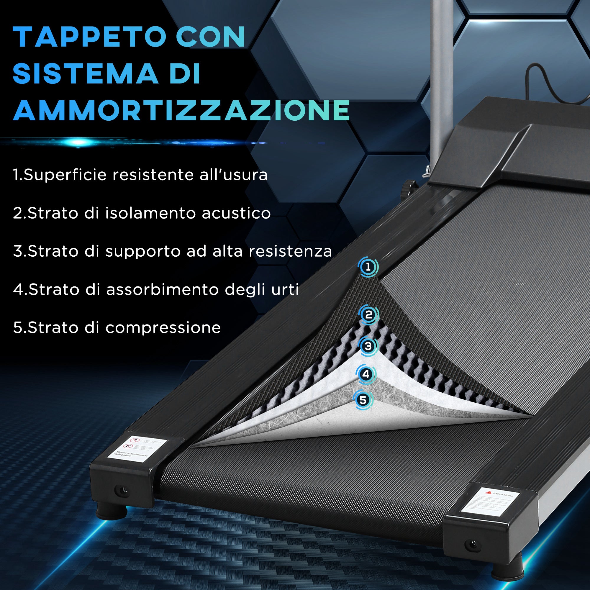 EASYCOMFORT Electric and Foldable Treadmill with LCD Screen and 2 Wheels for Training at Home or in the Office, 500W Motor, Speed 10km/h