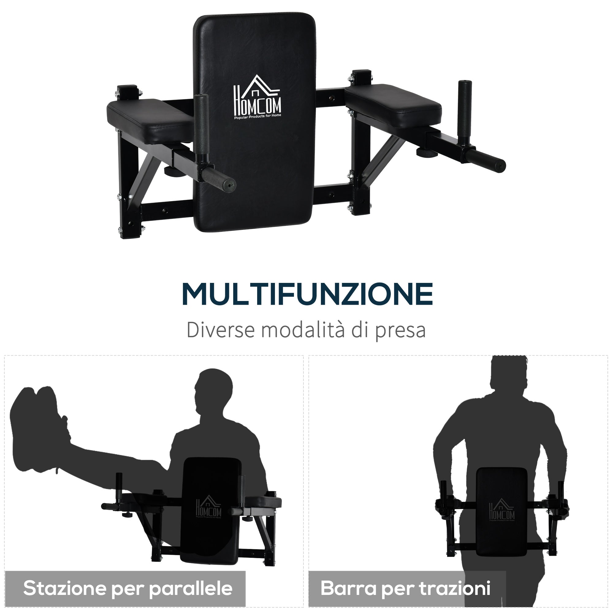 EASYCOMFORT Lifting Support Wall Mounting for Muscle Training Black Steel Pipes