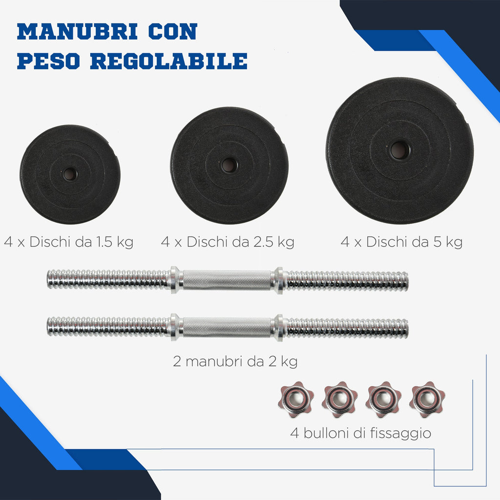 Easycomfort Set Manubri Palestra 40kg (4x5kg, 4x2.5kg, 4x1.5kg), Pesi Palestra with 12 Dischi da 1.5kg, 2.5kg, 5kg, ?25mm, per Allenamento a Casa