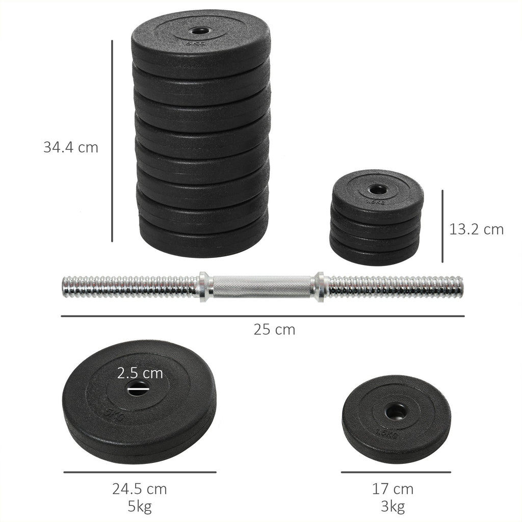 Easycomfort Set Manubri Palestra 50kg (8x5kg, 4x1.5kg), Pesi Palestra with 12 Dischi da 1.5kg, 5kg, ?25mm, per Allenamento a Casa