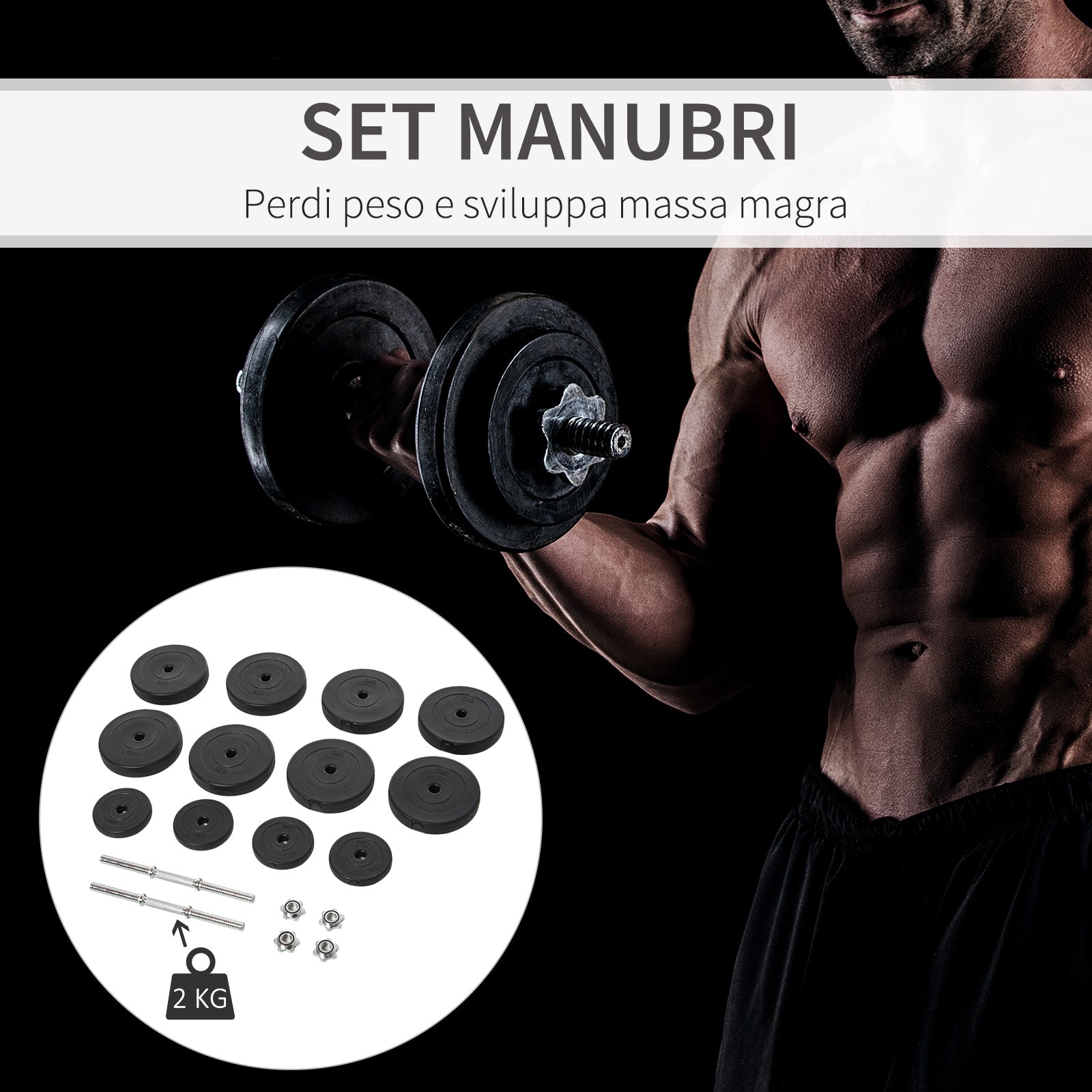 Easycomfort Set Manubri Palestra 50kg (8x5kg, 4x1.5kg), Pesi Palestra with 12 Dischi da 1.5kg, 5kg, ?25mm, per Allenamento a Casa