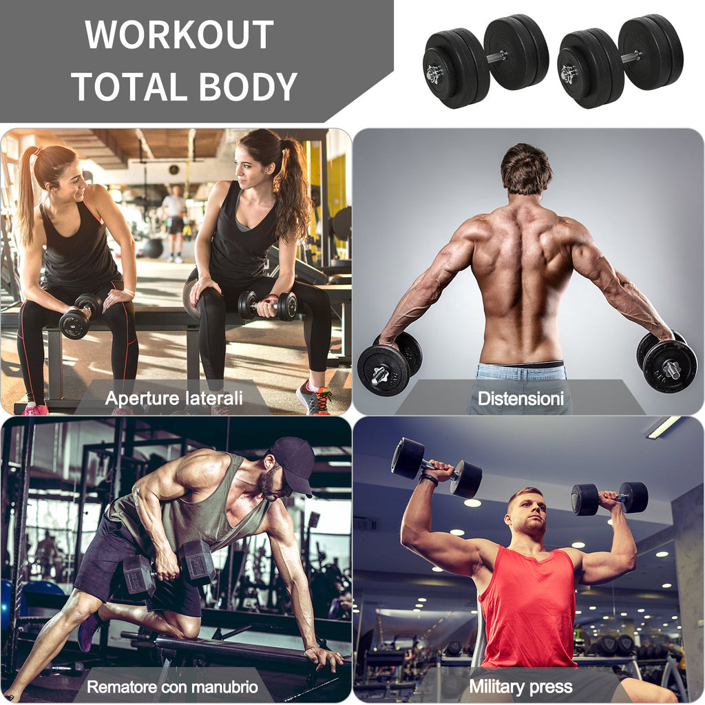 Easycomfort Set Manubri Palestra 50kg (8x5kg, 4x1.5kg), Pesi Palestra with 12 Dischi da 1.5kg, 5kg, ?25mm, per Allenamento a Casa