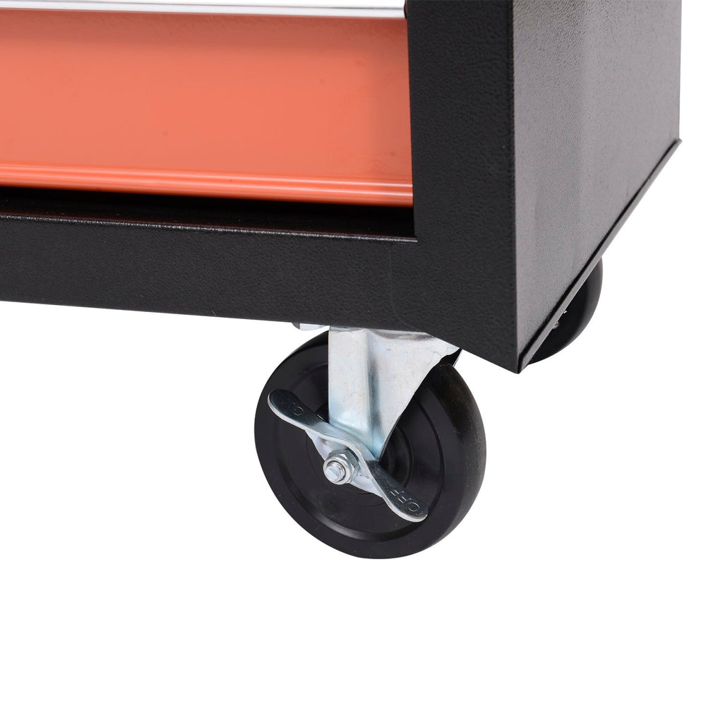 EASYCOMFORT Tool Trolley Tools Equipment with Chest of Drawers 61.5 x 33 x 76cm Black and Orange