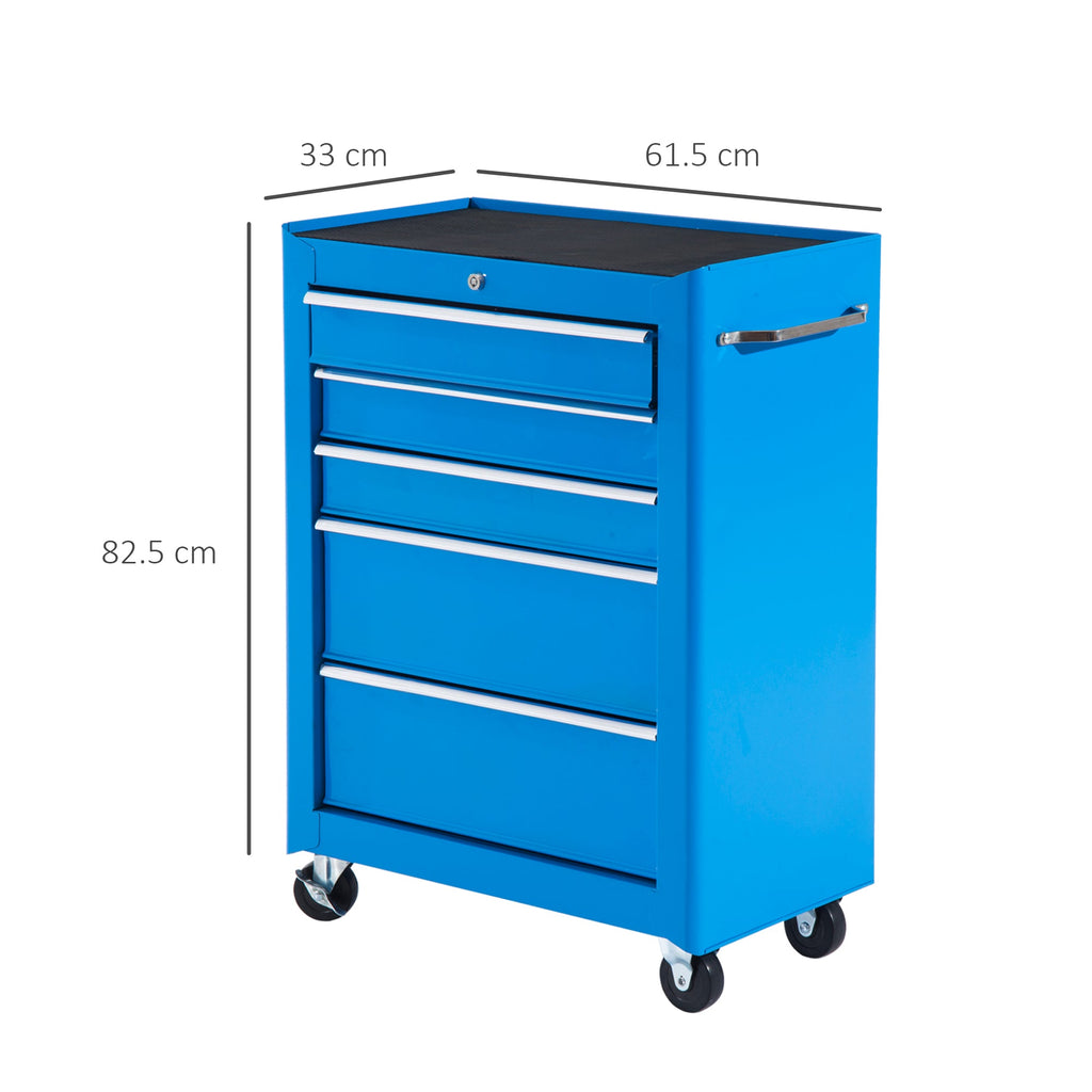 EASYCOMFORT Workshop Tool Trolley with Chest of Drawers Light Blue 61.5 x 33 x 85cm