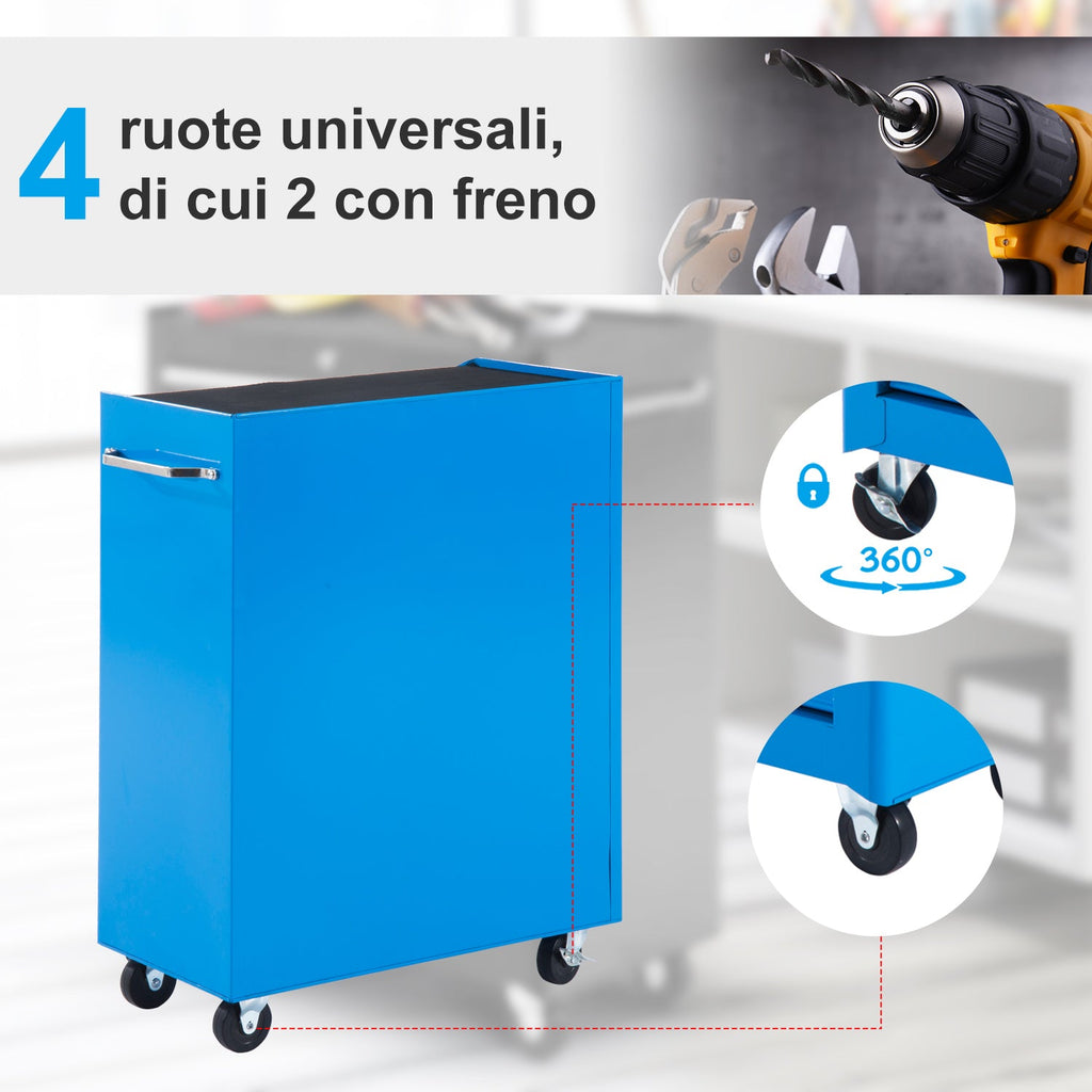 EASYCOMFORT Workshop Tool Trolley with Chest of Drawers Light Blue 61.5 x 33 x 85cm