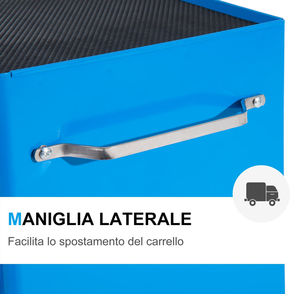 EASYCOMFORT Workshop Tool Trolley with Chest of Drawers Light Blue 61.5 x 33 x 85cm