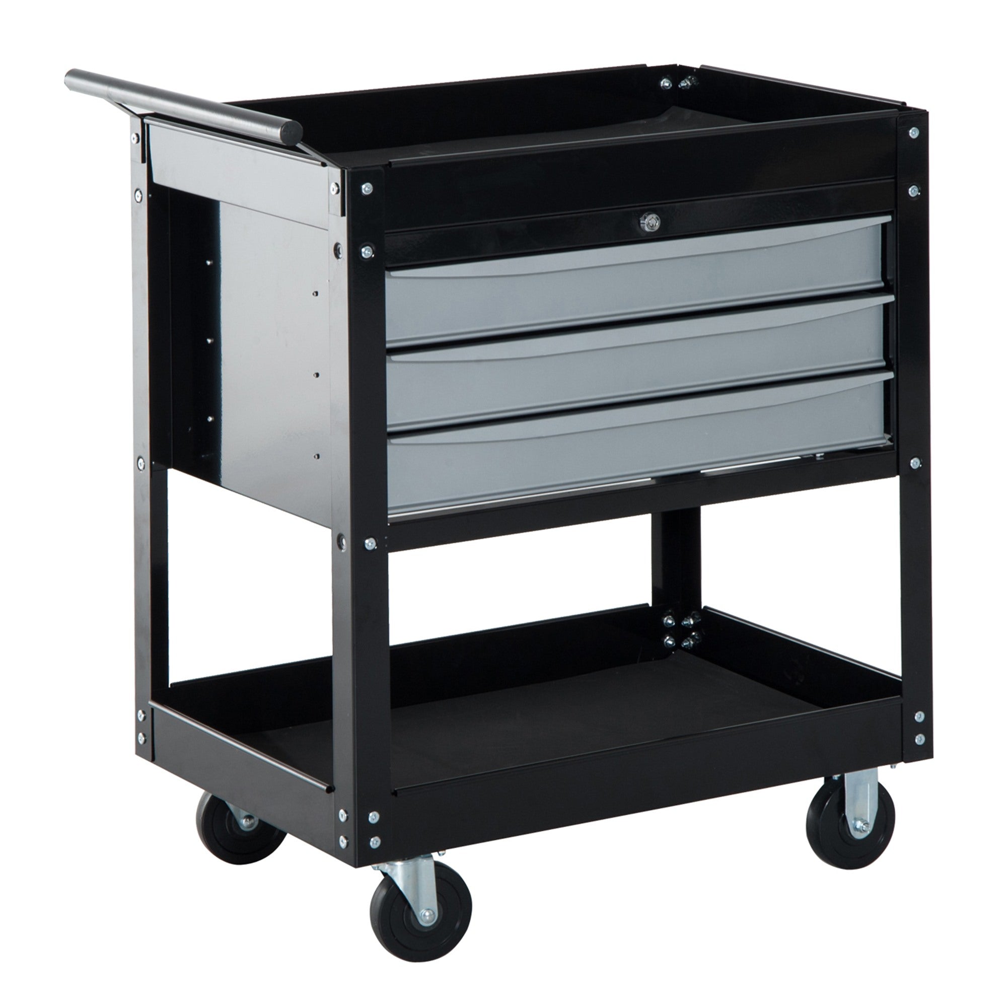 EASYCOMFORT Professional Workshop Trolley Sheet Metal Tool Chest, Black, 68 x 46 x 88cm