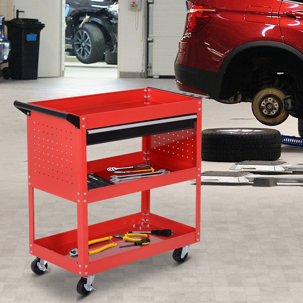 EasyComfort Workshop gereedschapswagen, rood, 82 × 35 × 76 cm