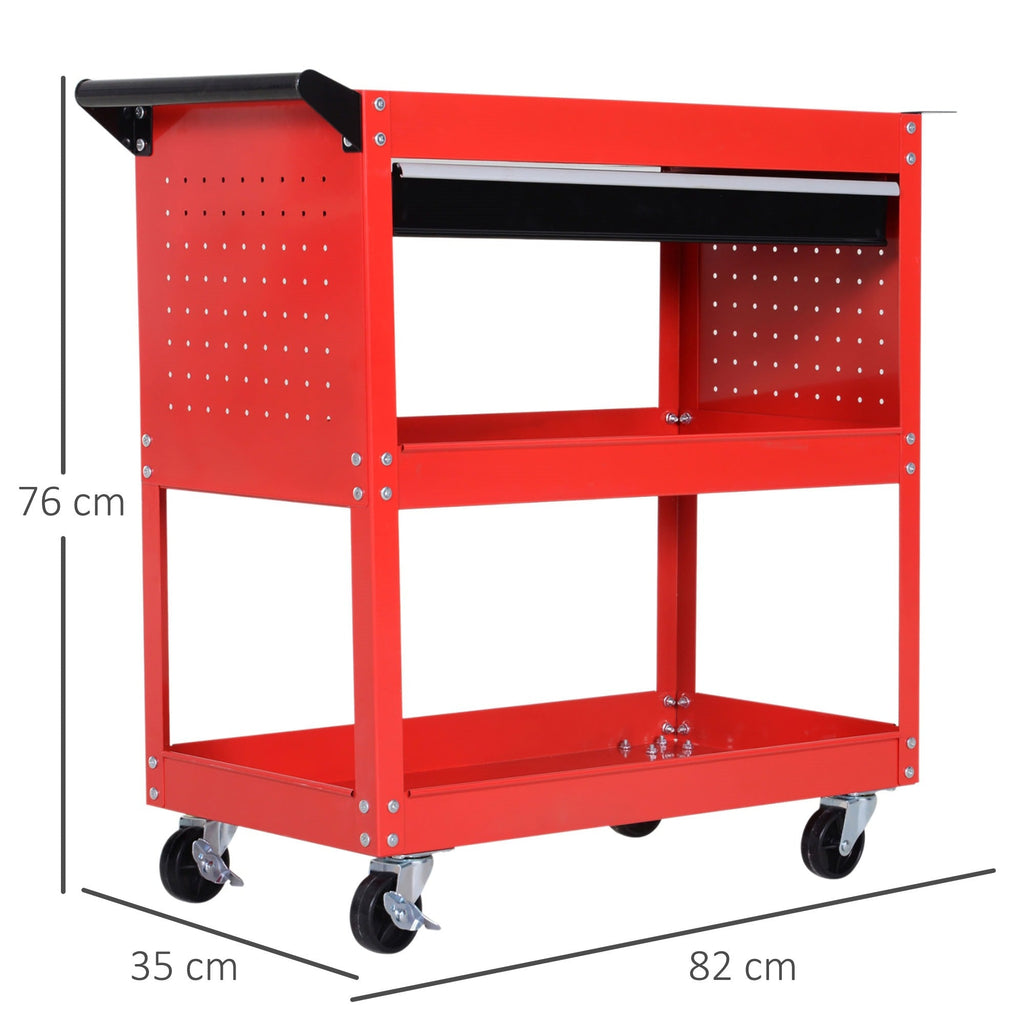 EasyComfort Workshop gereedschapswagen, rood, 82 × 35 × 76 cm
