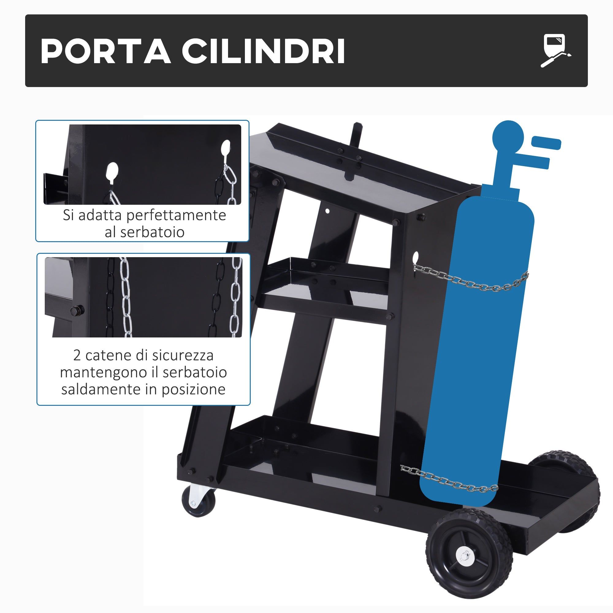 EASYCOMFORT Tool Trolley 3 Shelves 4 Rubber Wheels Max. 50kg Workshop Steel 71 x 70 x 39cm Black