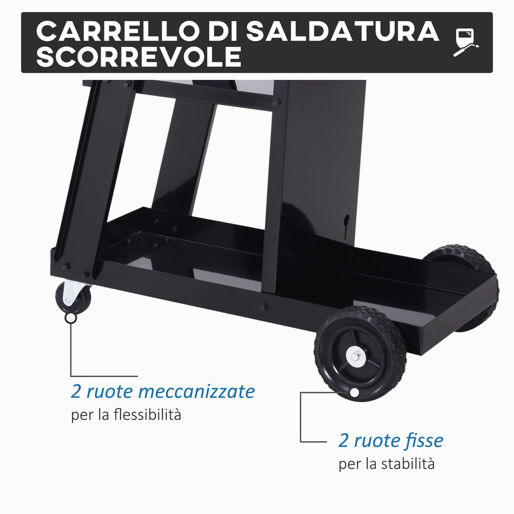 EASYCOMFORT Tool Trolley 3 Shelves 4 Rubber Wheels Max. 50kg Workshop Steel 71 x 70 x 39cm Black