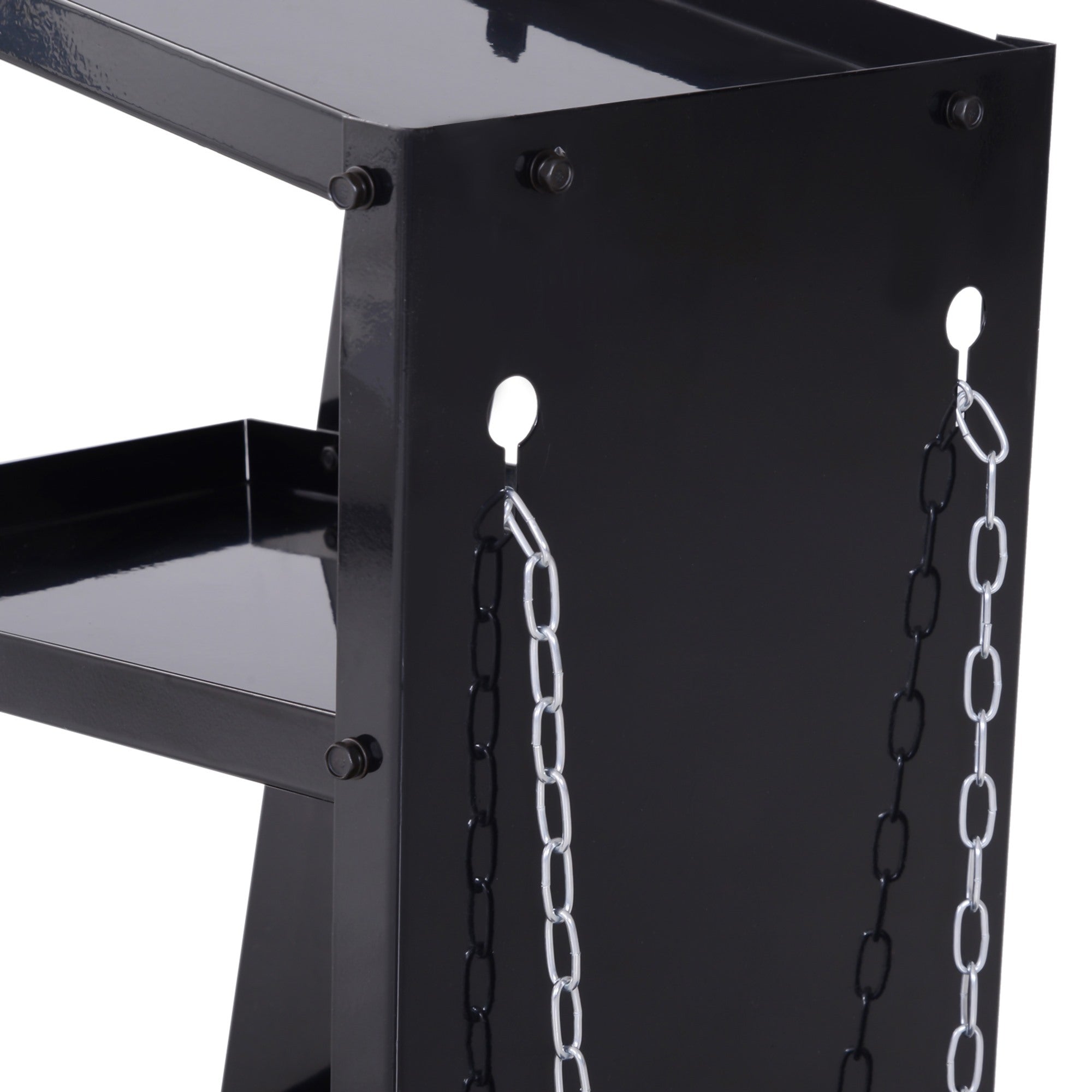 EASYCOMFORT Tool Trolley 3 Shelves 4 Rubber Wheels Max. 50kg Workshop Steel 71 x 70 x 39cm Black