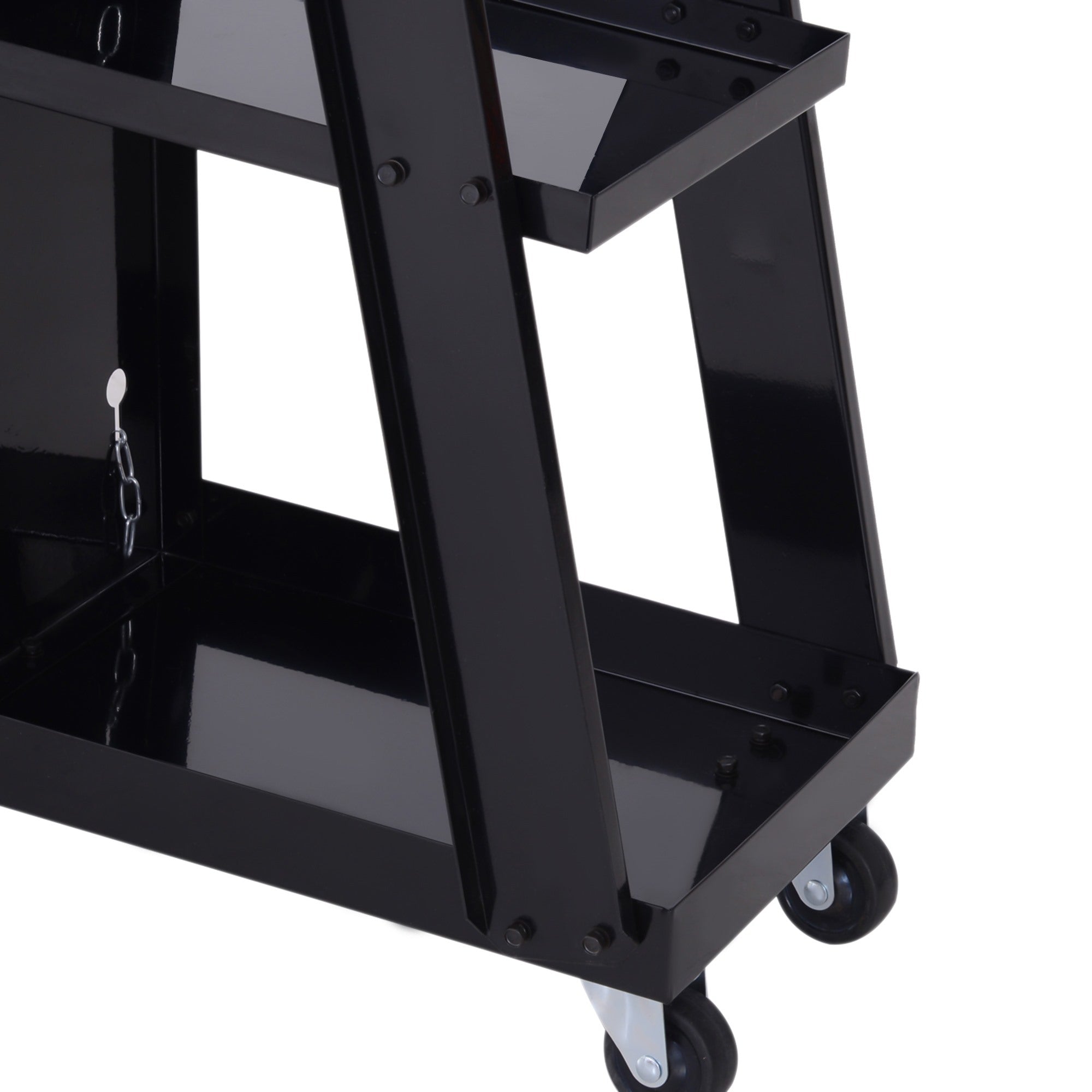 EASYCOMFORT Tool Trolley 3 Shelves 4 Rubber Wheels Max. 50kg Workshop Steel 71 x 70 x 39cm Black
