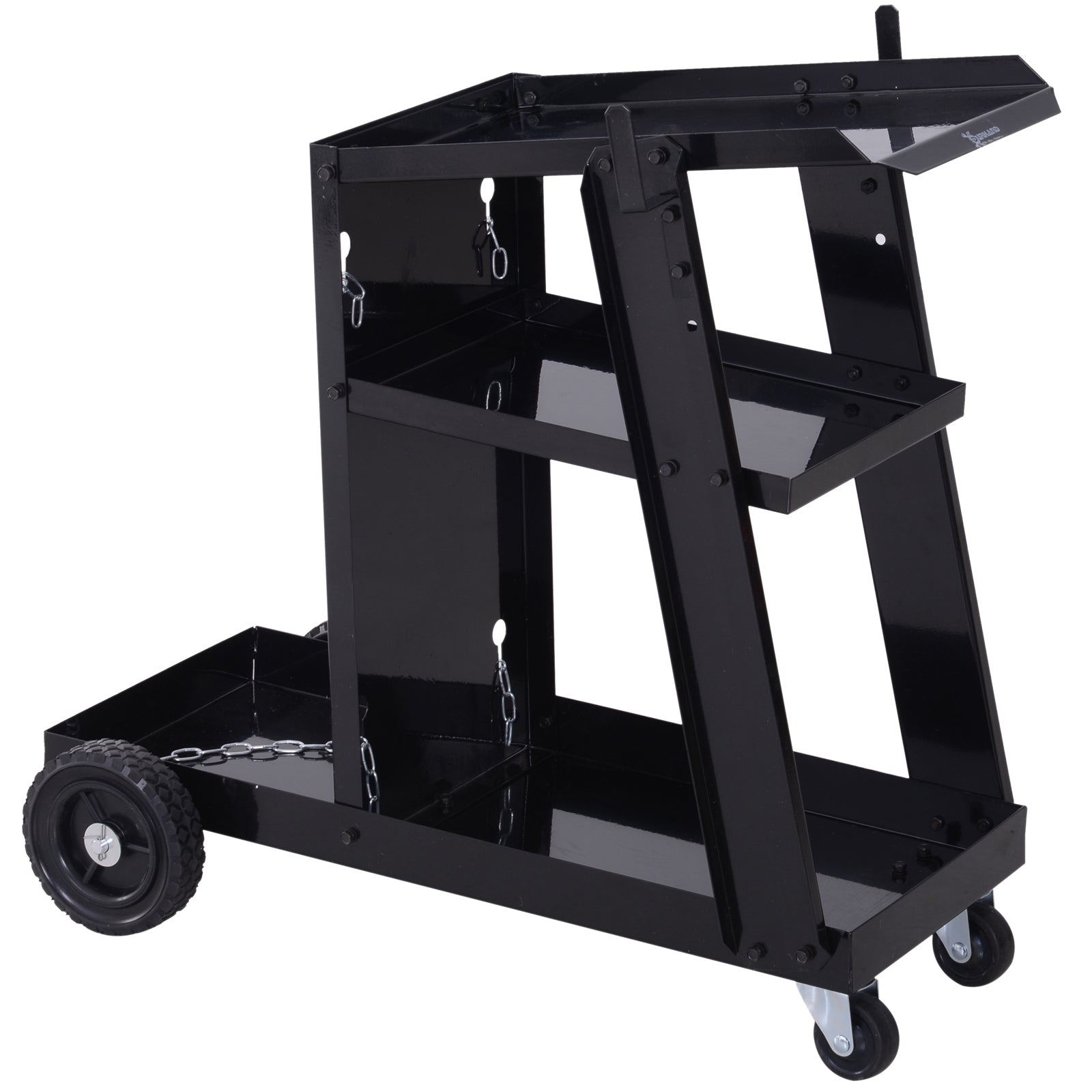 EASYCOMFORT Tool Trolley 3 Shelves 4 Rubber Wheels Max. 50kg Workshop Steel 71 x 70 x 39cm Black