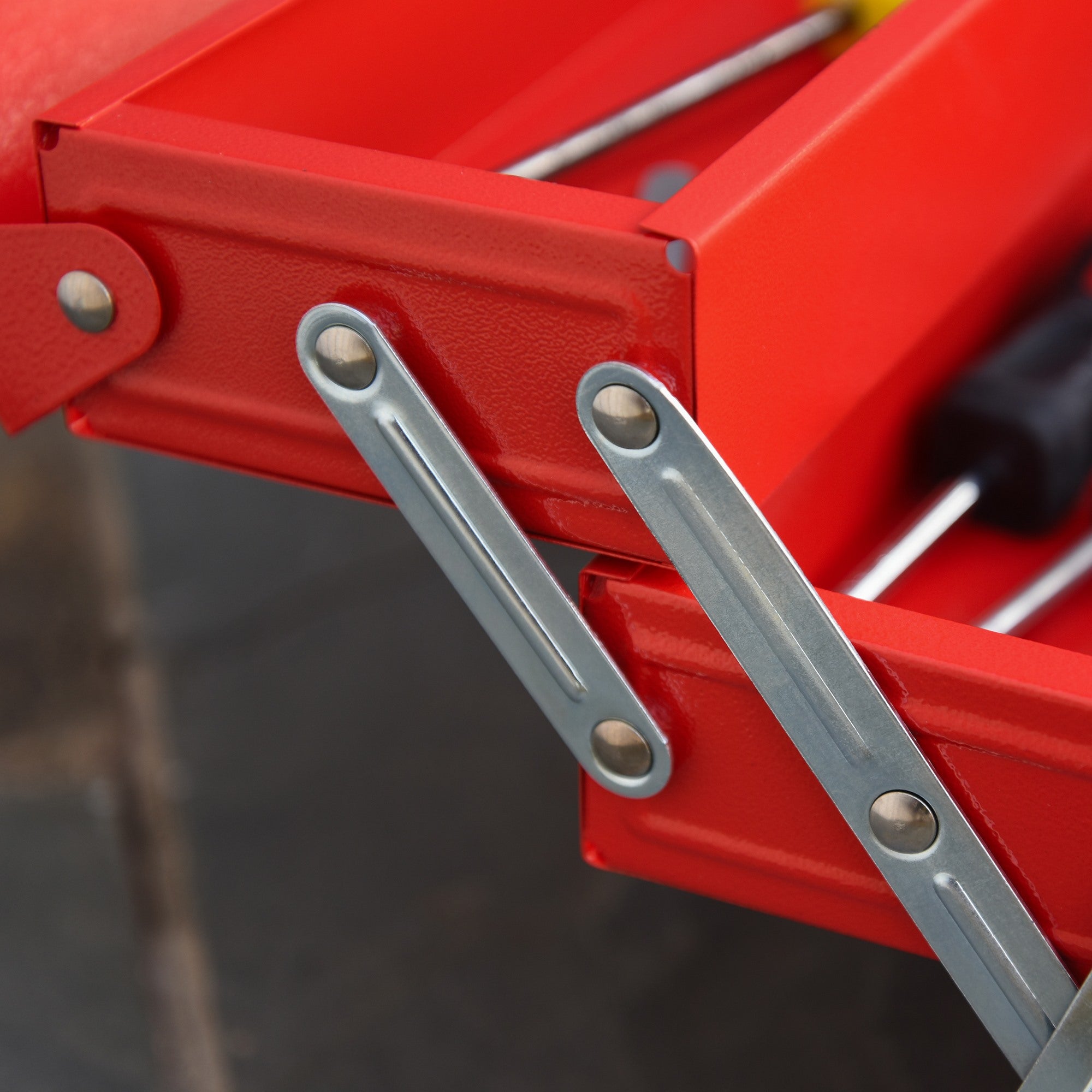 EASYCOMFORT Foldable Metal Tool Box with 5 Trays, 3 Shelves, Red