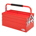 EASYCOMFORT Foldable Metal Tool Box with 5 Trays, 3 Shelves, Red