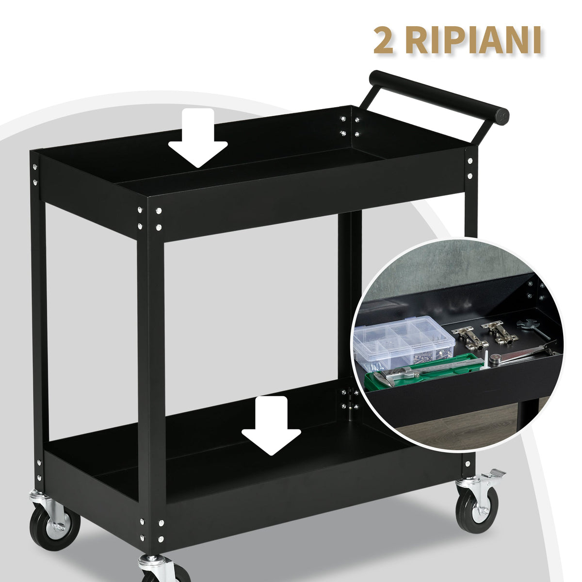 EasyComfort DURHAND Gereedschapskar 2-planken 150 kg 84.5x38x84cm