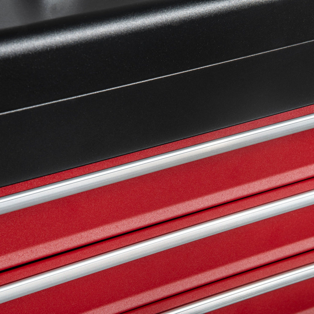 EASYCOMFORT Steel Tool Box with 3 Drawers and Upper Tray, 51x22x32 cm, Red and Black