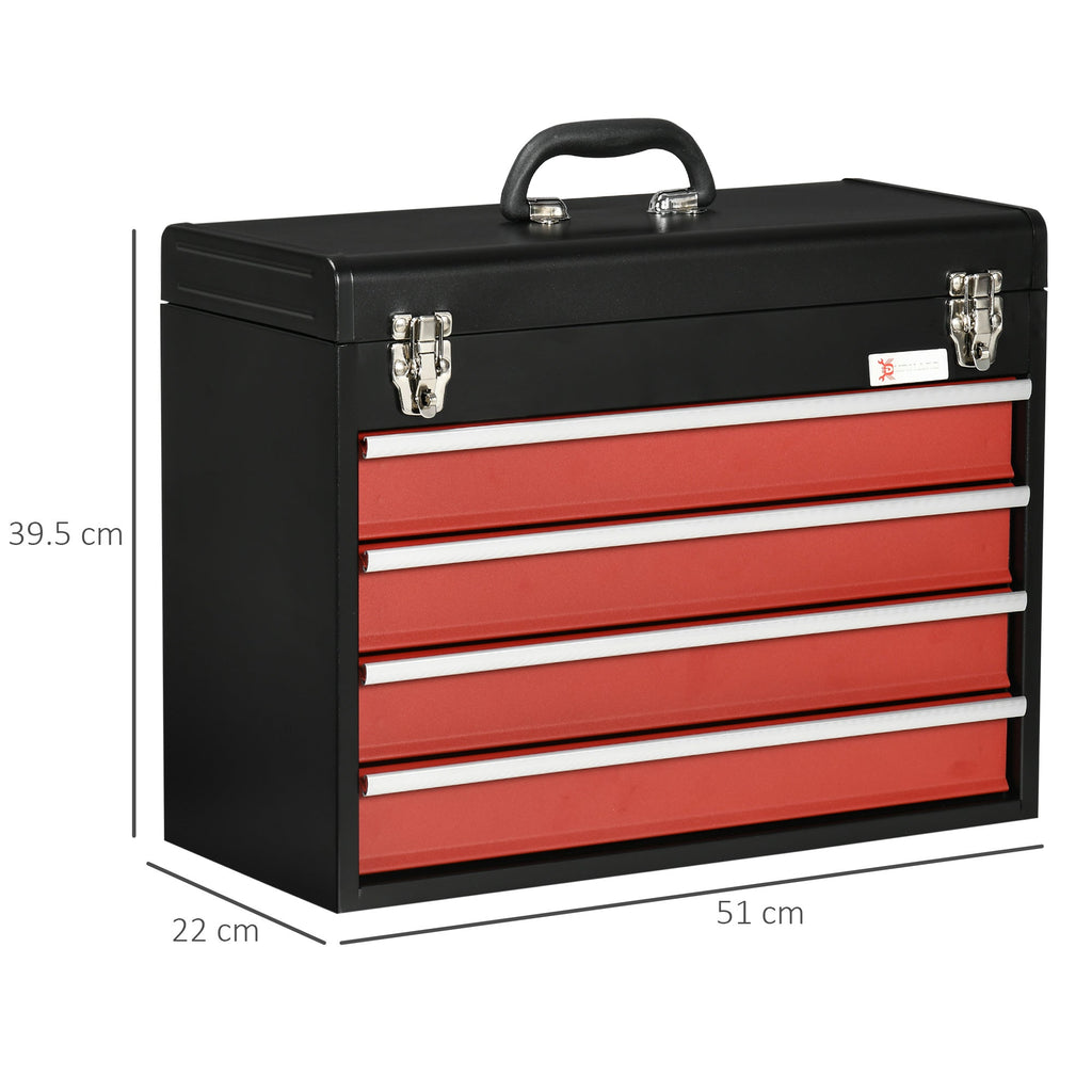 EasyComfort stalen gereedschapskist 4 laden + bovenbak 51x22x39,5 cm