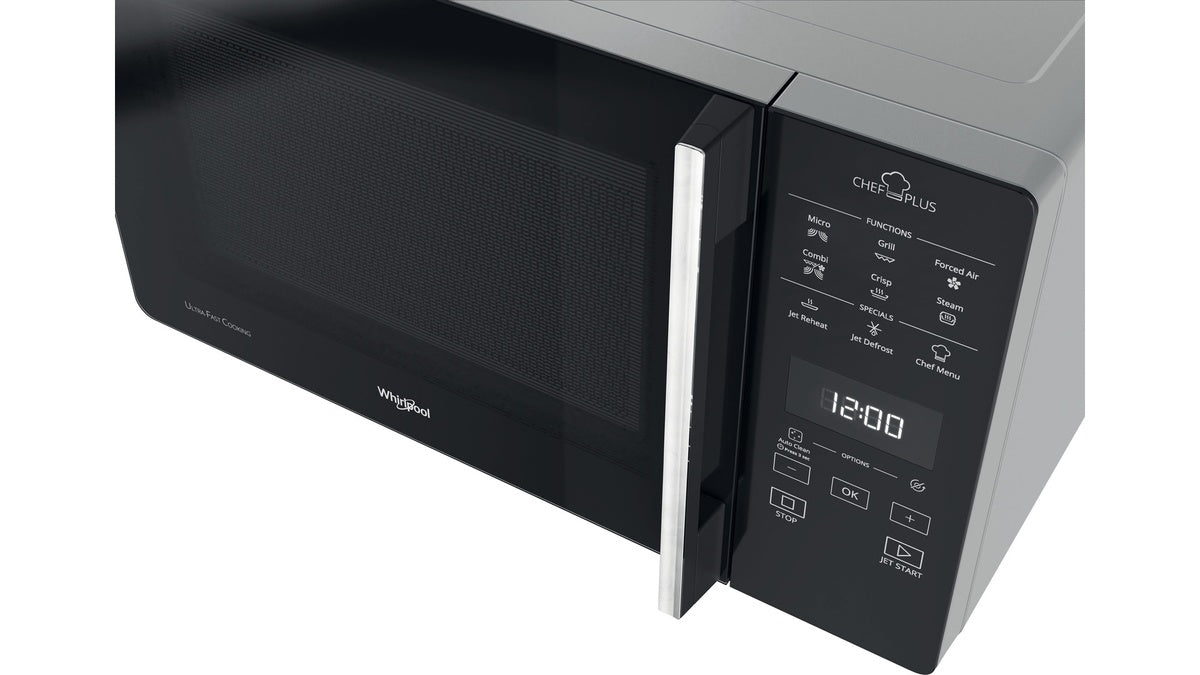 Microonde Combinato Whirlpool Chef Plus Mcp 359 Sl 800 W 25 Litri Grill (A30xL52xP49,4) Funzione Cottura A Vapore Argento