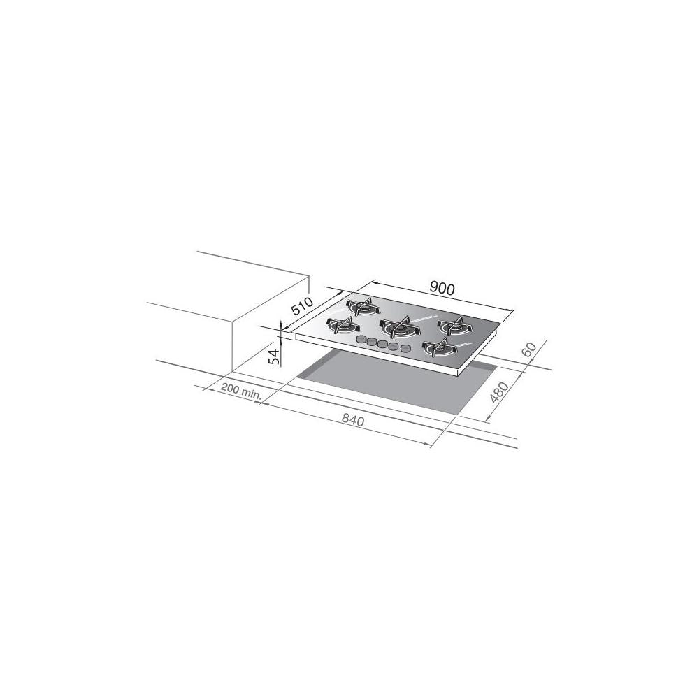 Piano Cottura A Gas De Longhi LIFE Nsl 590 Nc 5 Fuochi (L90xP51) Vetroceramica Nero