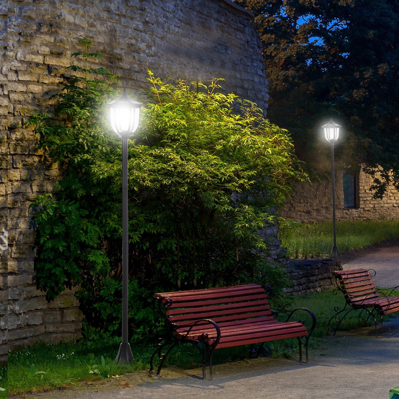 EASYCOMFORT Outdoor Street Lamp with 6 LED Lights and Solar Panels Waterproof Automatic Ignition Duration 6 Hours Height 177cm
