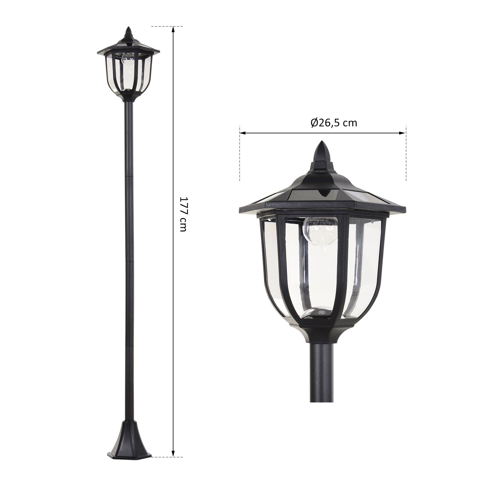 EASYCOMFORT Outdoor Street Lamp with 6 LED Lights and Solar Panels Waterproof Automatic Ignition Duration 6 Hours Height 177cm