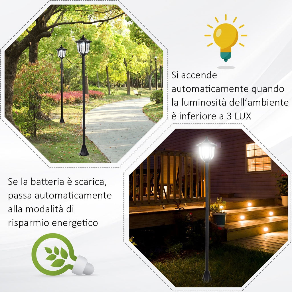 EASYCOMFORT Outdoor Street Lamp with 6 LED Lights and Solar Panels Waterproof Automatic Ignition Duration 6 Hours Height 177cm