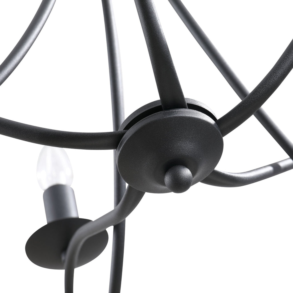 Easycomfort Lampadario a Soffitto Stile Rustico, Acciaio Intrecciato black with 5 Candelieri Regolabili e Pieghevoli ?58 x 45cm