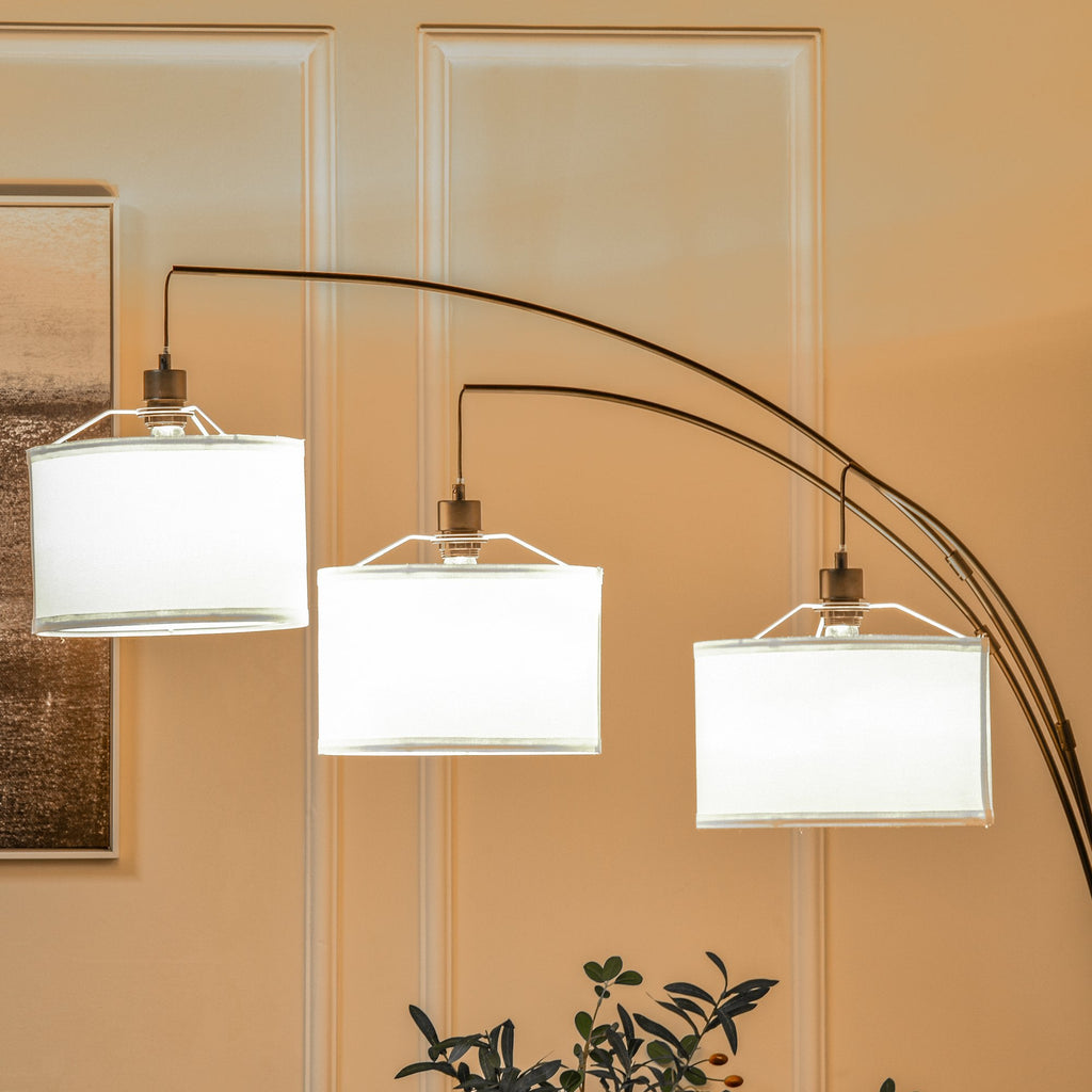 EasyComfort Lampada da Terra 3 Luci e Braccia Flessibili Base in Marmo Altezza 205cm