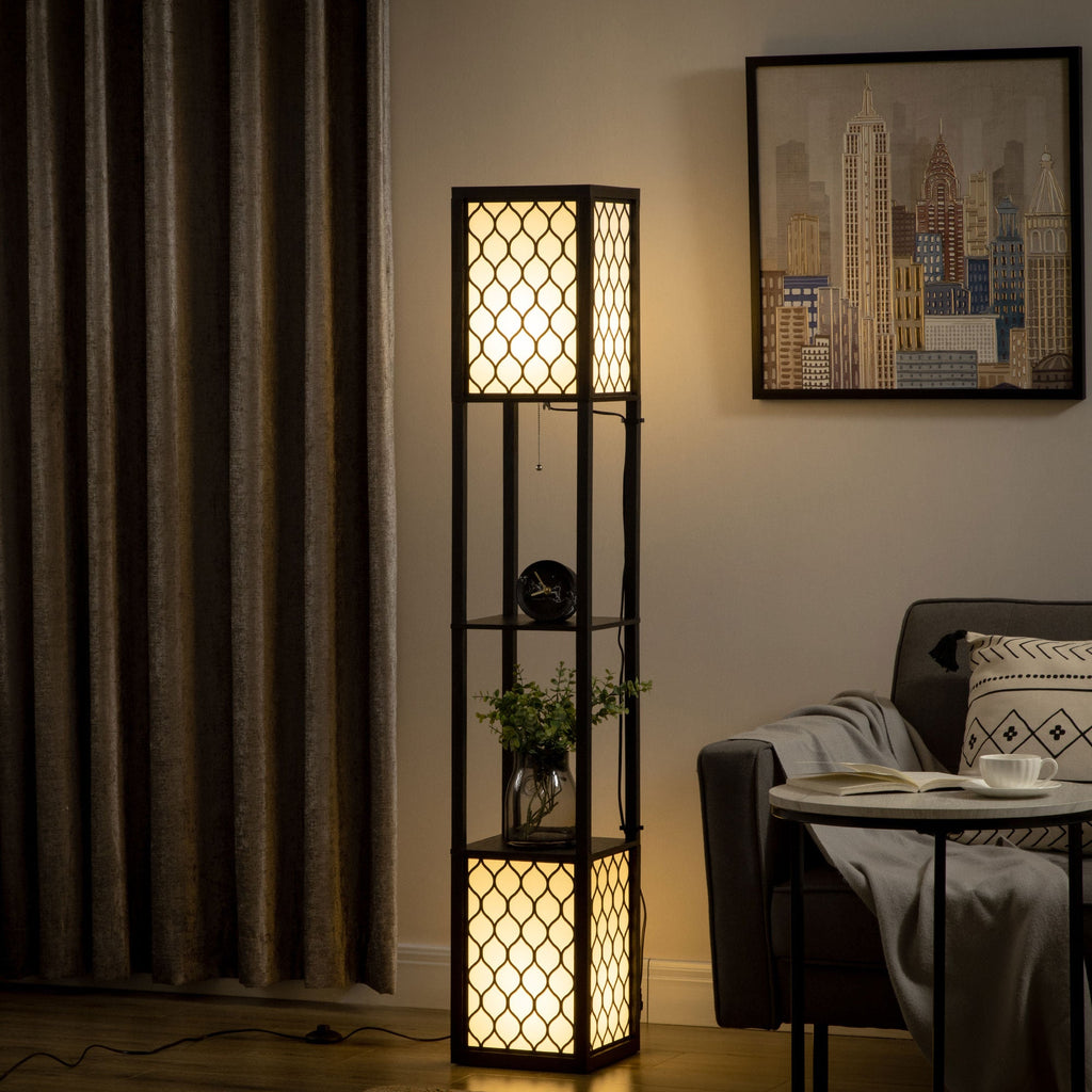 Easycomfort Zuil-vloerlamp met 2 planken 26x26x156 cm