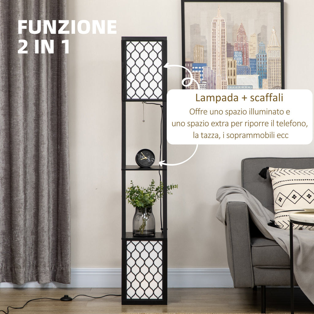 Easycomfort Zuil-vloerlamp met 2 planken 26x26x156 cm