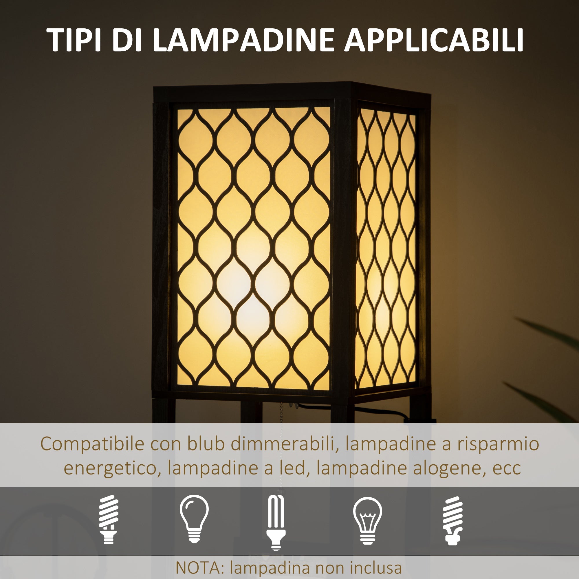 Easycomfort Zuil-vloerlamp met 2 planken 26x26x156 cm