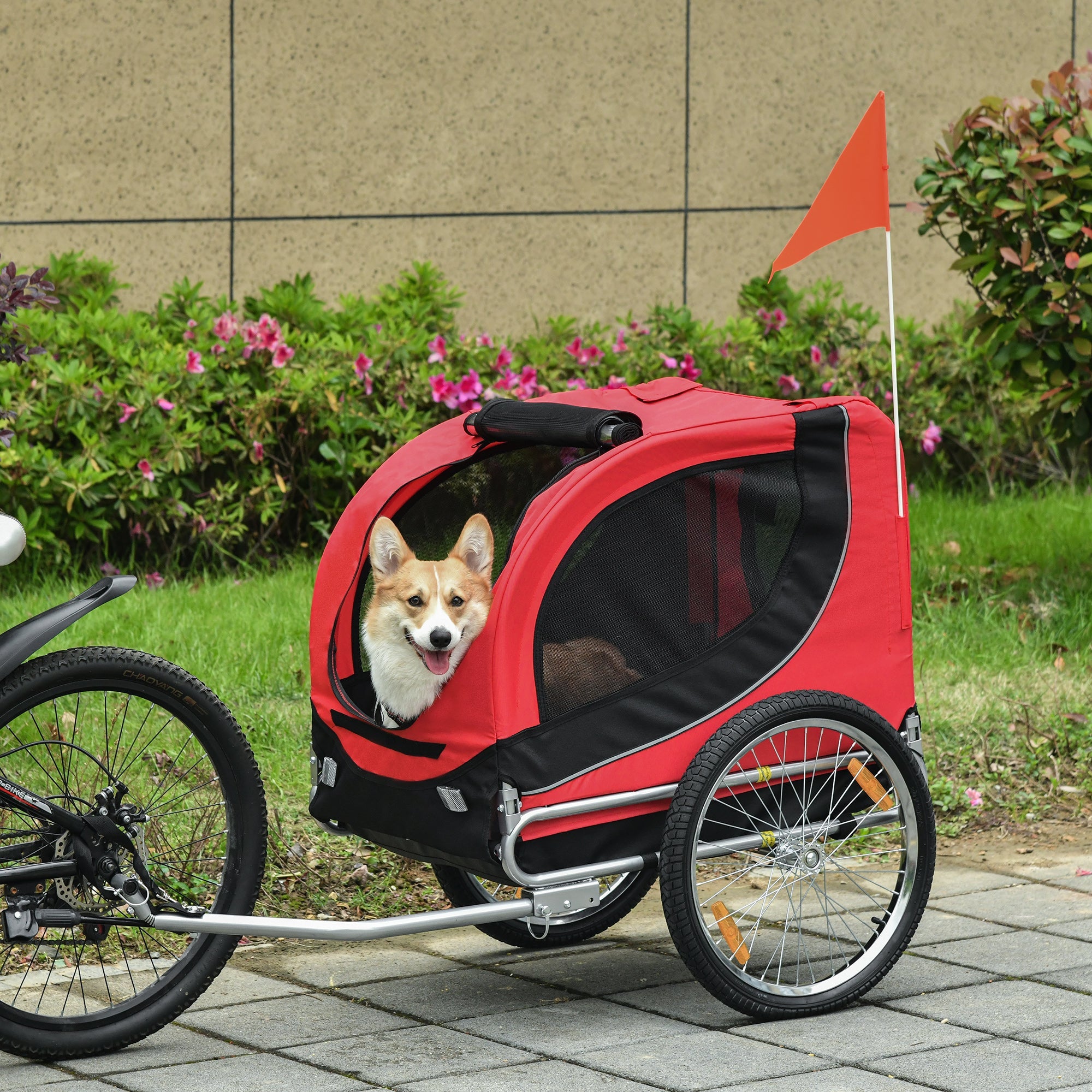 EasyComfort Fietskar voor honden 30 kg 130x73x90 cm rood/zwart
