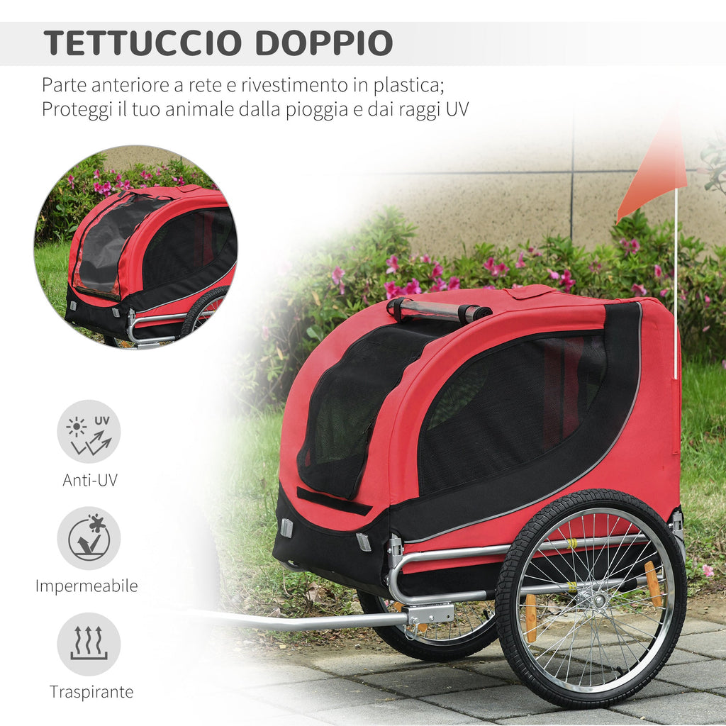 EasyComfort Fietskar voor honden 30 kg 130x73x90 cm rood/zwart