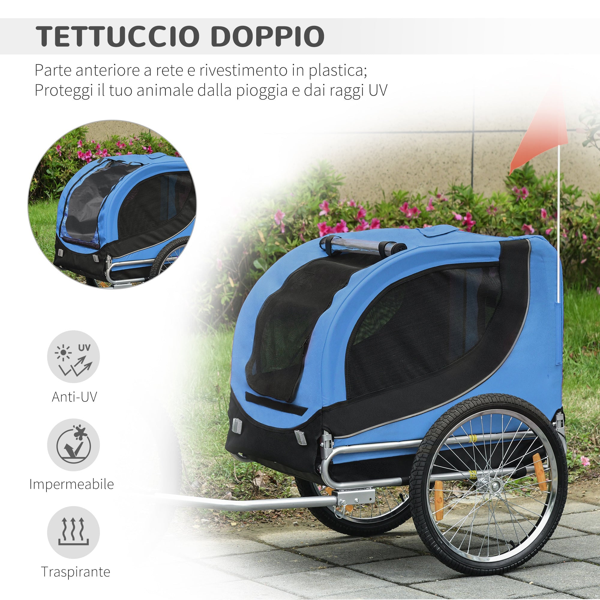 EasyComfort Fietskar voor Honden M, 30 kg (130x73x90 cm)