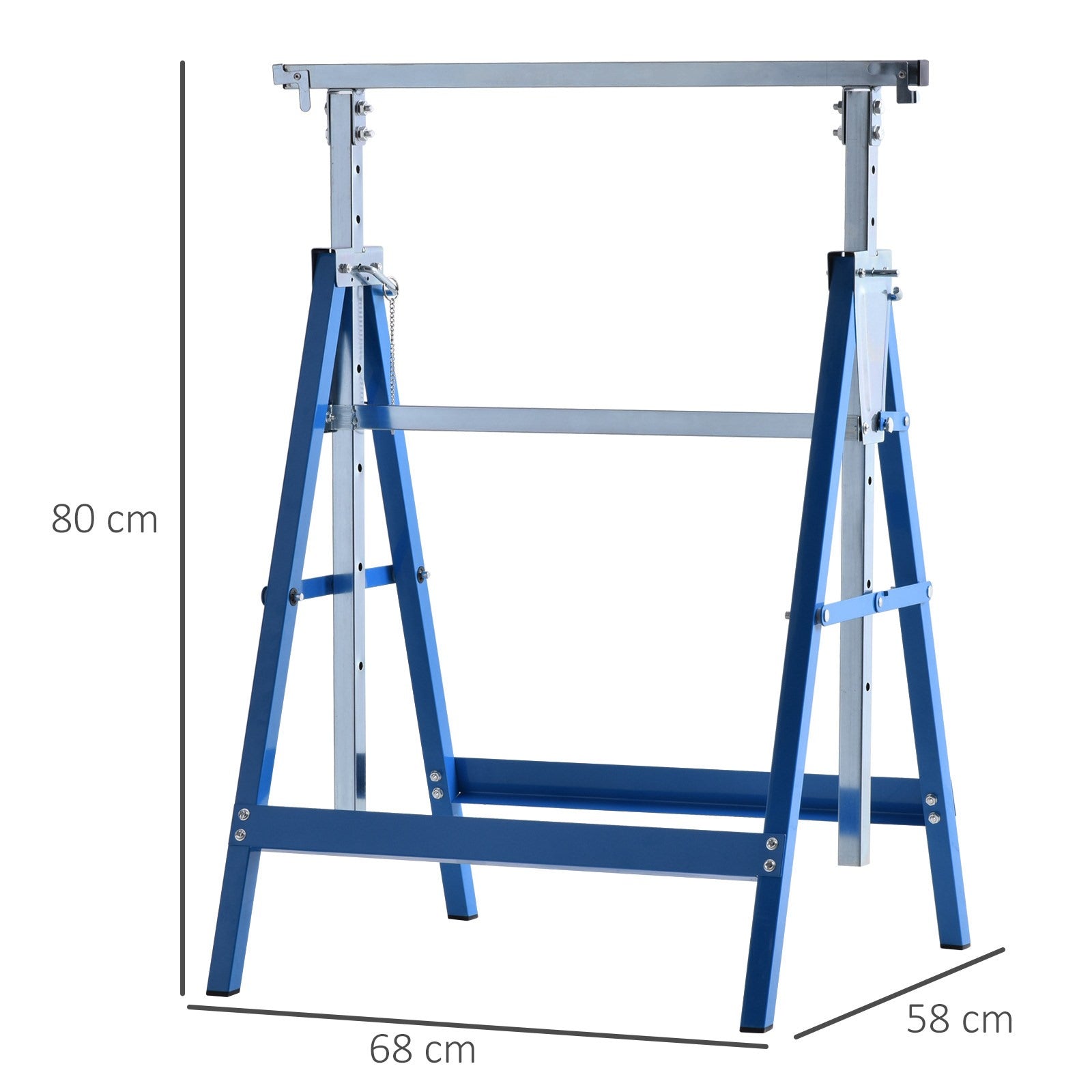 EASYCOMFORT Set of 2 Folding Telescopic Work Trestles in Steel Tubes 68 x 58 x 80