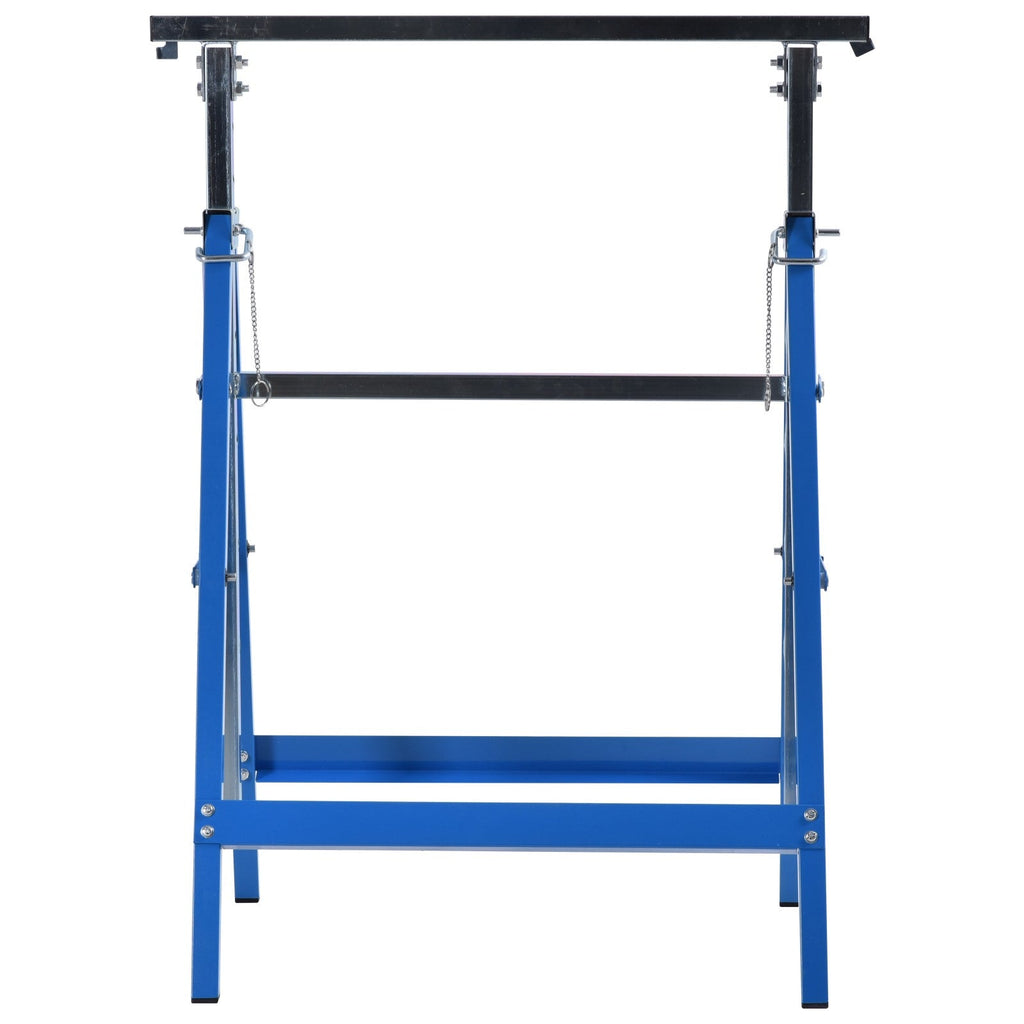 EASYCOMFORT Set of 2 Folding Telescopic Work Trestles in Steel Tubes 68 x 58 x 80